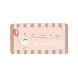 Étiquette Petite oie rose Ballotte Anniversaire Adresse