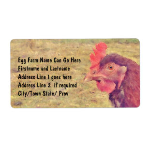 Étiquette Petite poule rouge peinte