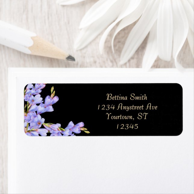 Étiquette Petites Fleurs Bleues  (En situation)