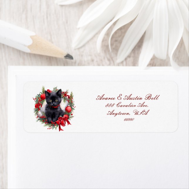 Étiquette Petits Chatons Habillés Pour Noël (En situation)