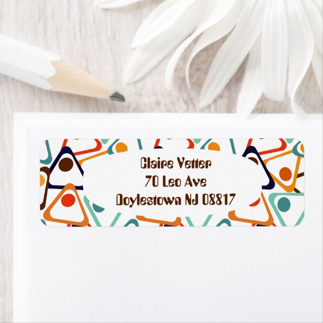 Étiquette Petits triangles les années 70 (En situation)