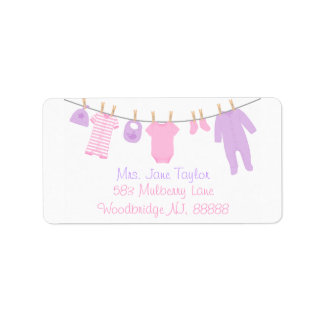 Étiquette Petits vêtements rose et violet Baby showers Étiqu