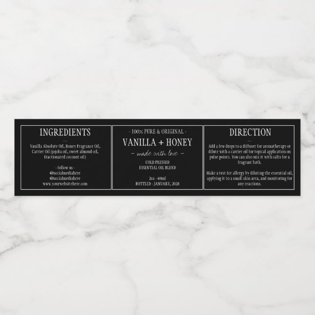 Étiquette pétrole essentiel (Étiquettes simples)