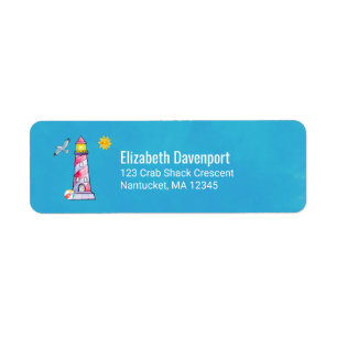 Étiquette Phare d'aquarelle rouge