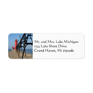 Étiquette phare grand du Michigan d'asile