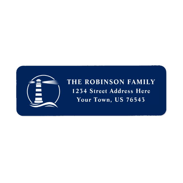 Étiquette Phare Nautique Ocean Waves Marine Adresse bleue (Devant)