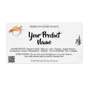 Étiquette *~* Phoenix Corps crème visage Soap de bain QR