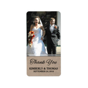 Étiquette photo Brown et Mariage noir personnalisé