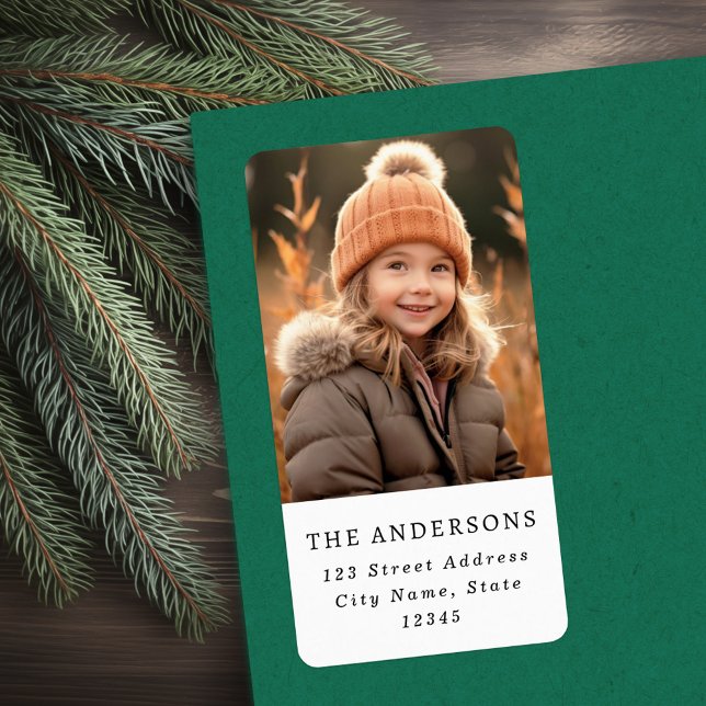 Étiquette Photo de famille personnalisée élégante adresse de (Custom family photo elegant return address label)