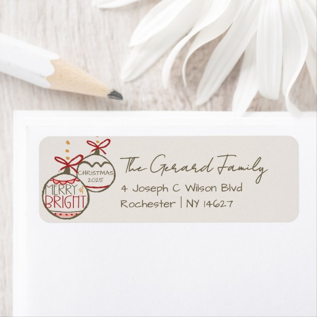 Étiquette Photo de la famille Noël 2025 Noël (En situation)