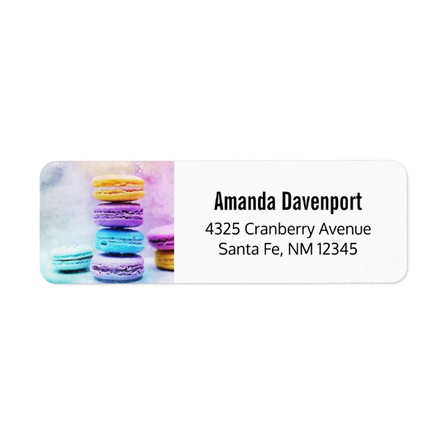 Étiquette Photo de Macarons colorés (Devant)