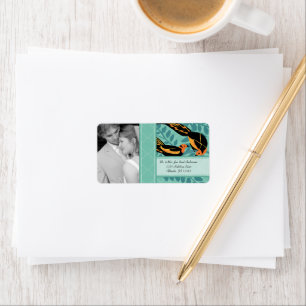 Étiquette Photo de mariage Art Déco Oiseau RSVP ou Merci