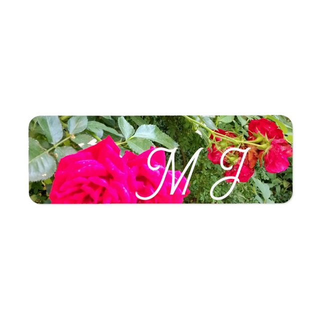 Étiquette Photo de mariage avec des roses rouges (Devant)