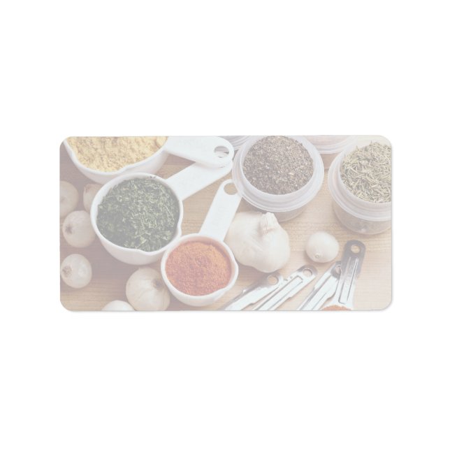 Étiquette Photo d'épices fraîches avec gousses d'ail (Devant)