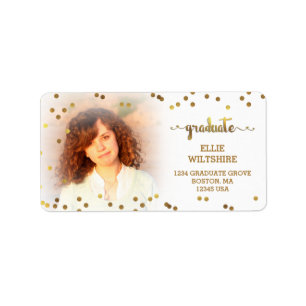 Étiquette Photo d'obtention du diplôme de confettis de