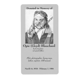 Étiquette Photo Donated in Memory of Bookplate ..