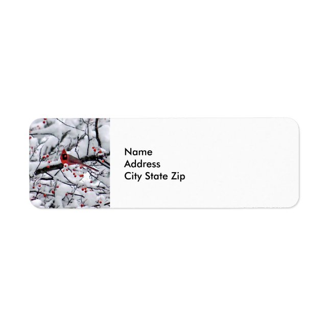 Étiquette Photo du cardinal Snow Tree (Devant)