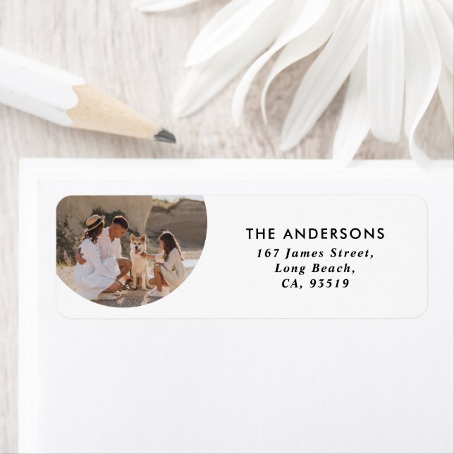 Étiquette Photo en cercle moderne typographie simple Noël (En situation)