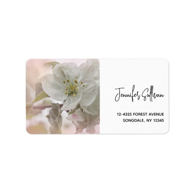 Étiquette Photo en fleurs de pomme blanche (Devant)