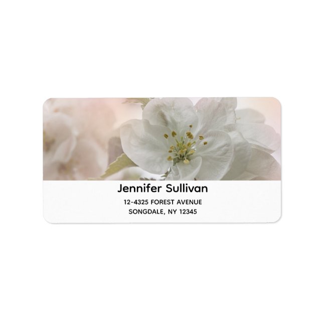 Étiquette Photo en fleurs de pomme blanche (Devant)