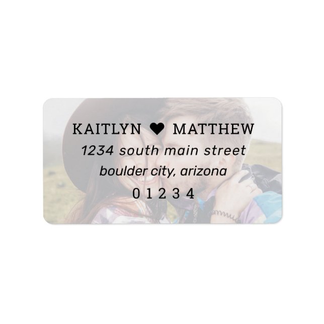 Étiquette Photo Faded moderne Couple Simple Adresse de retou (Devant)