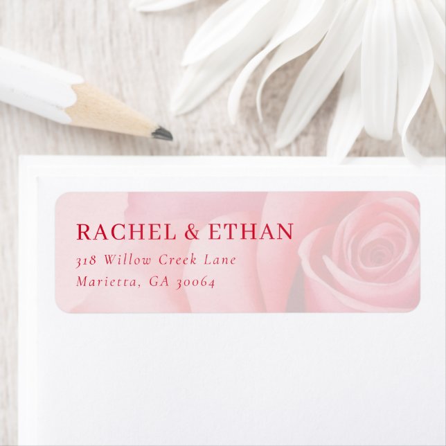 Étiquette Photo Floral Rose Romantique (En situation)