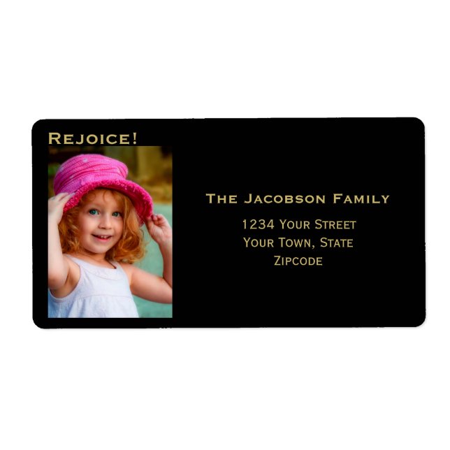 Étiquette Photo minimaliste Grosse Black Holiday Adresse de  (Devant)