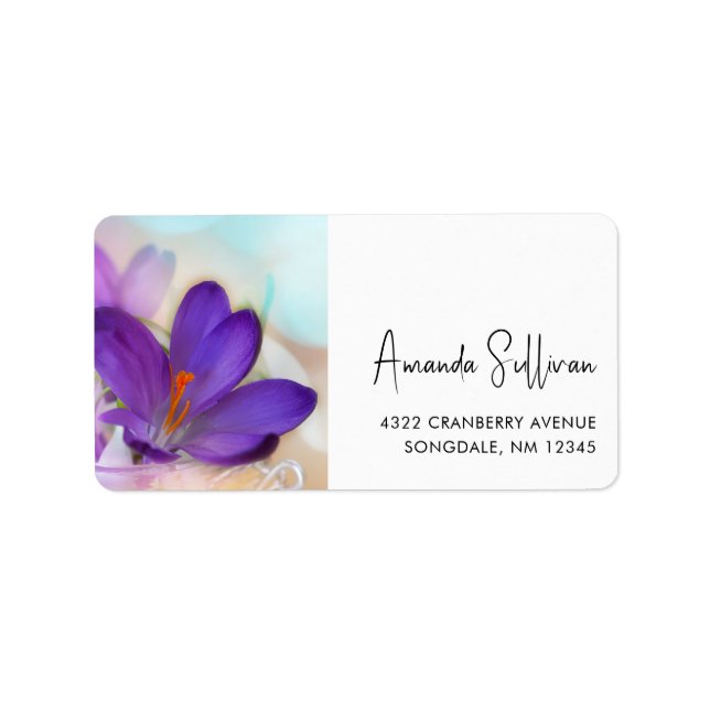 Étiquette Photo of a Pretty Purple Spring Crocus (Devant)