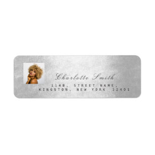 Étiquette Photo Silver Grey RSVP Adresse Nom Métallic Minima