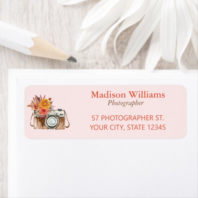 Étiquette Photographie couleur rose Vintage Retour (En situation)