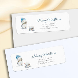 Étiquette Photographie de bonhomme de neige mignon Adresse d