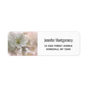 Étiquette Photographie de la Fleur de Pommier Blanche