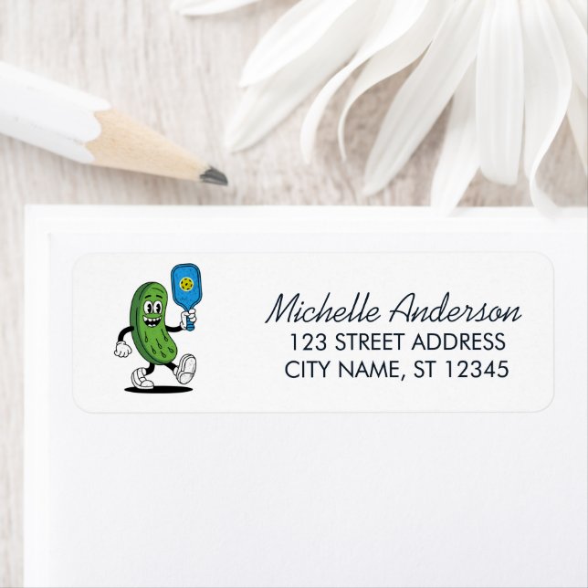 Étiquette Pickle Playing Pickleball Funny Return Address (En situation)