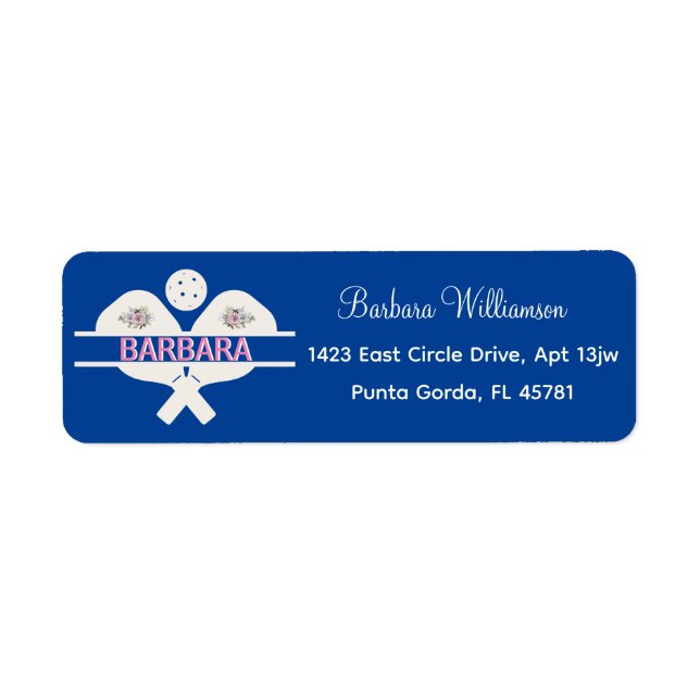 Étiquette Pickleball Gal Floral Personnalisé Prénom (Devant)