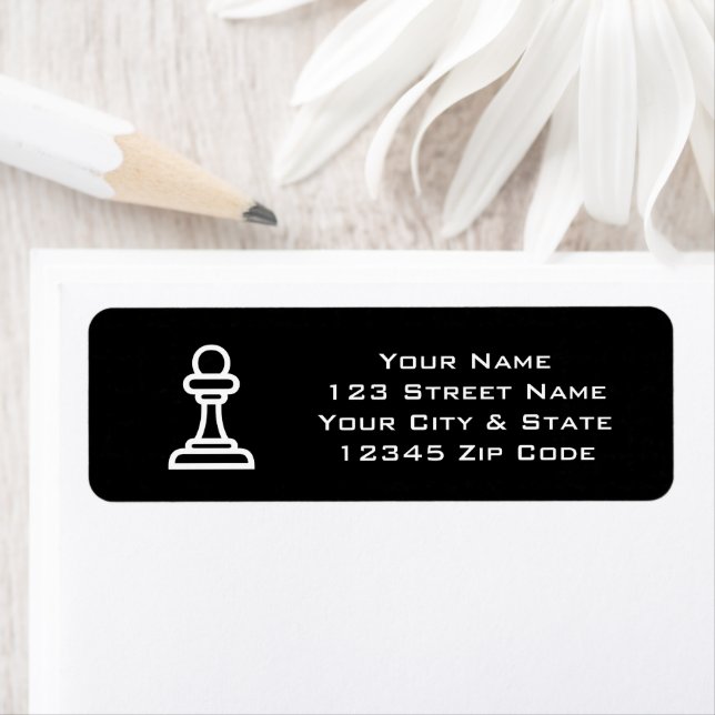 Étiquette Pièce d'échecs noir et blanc adresse de retour (En situation)