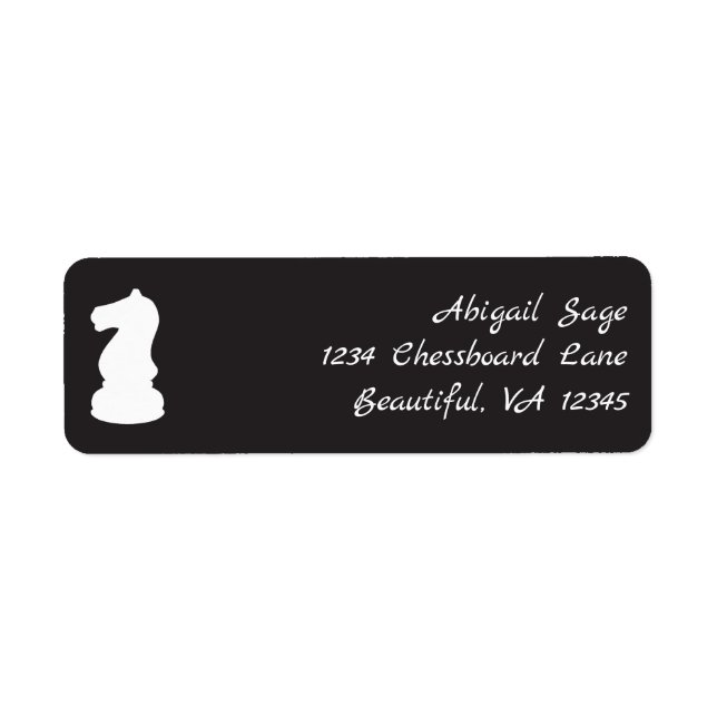 Étiquette Pièces d'échecs noir et blanc Knight Classic (Devant)