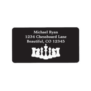 Étiquette Pièces d'échecs noir et blanc personnalisées Class