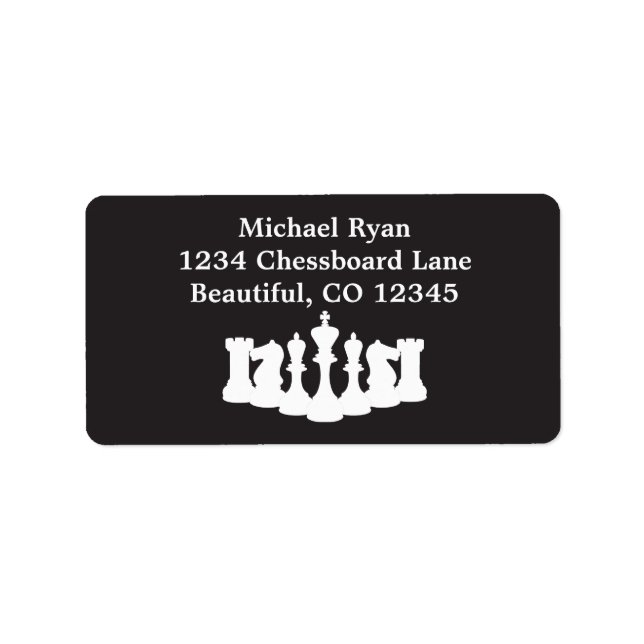 Étiquette Pièces d'échecs noir et blanc personnalisées Class (Devant)