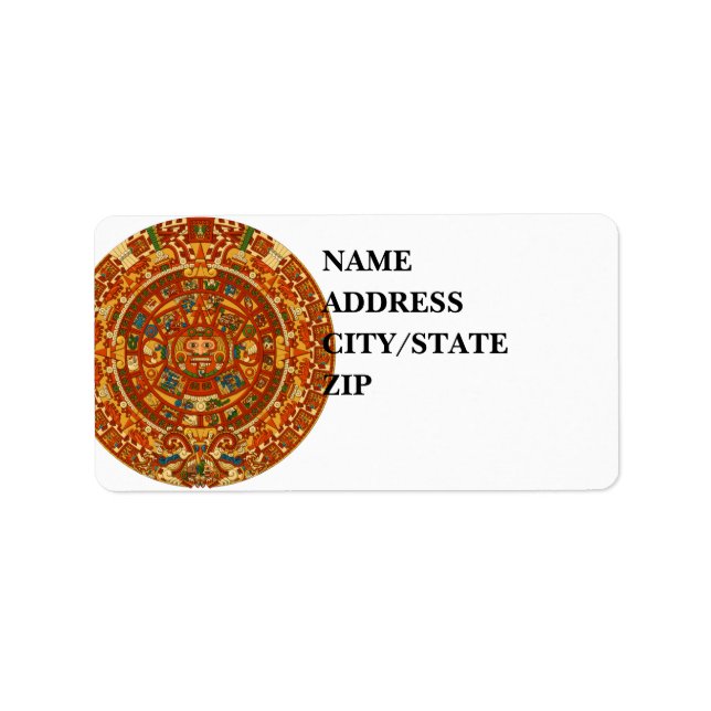 Étiquette 'Pierre calendrier maya' (Devant)