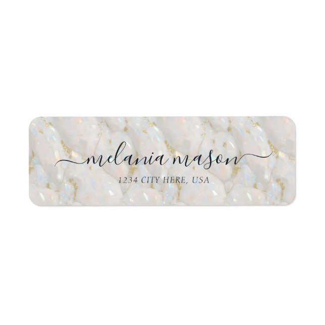Étiquette Pierre d'opale élégante Glam (Devant)
