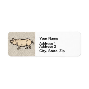 Étiquette Pig Antique Piggy Cute Illustration Vintage