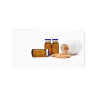 Étiquette pilules et bouteilles de médicaments