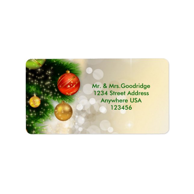 Étiquette Pin de Noël et baubles (Devant)