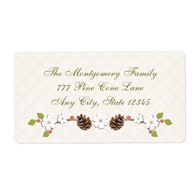 Étiquette Pine Cone et Laurel et Berries (Devant)