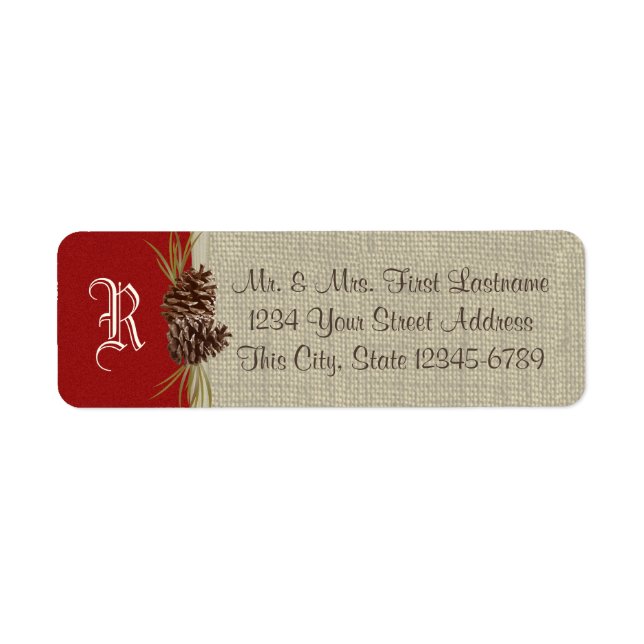 Étiquette Pine cônes et Burlap Red (Devant)