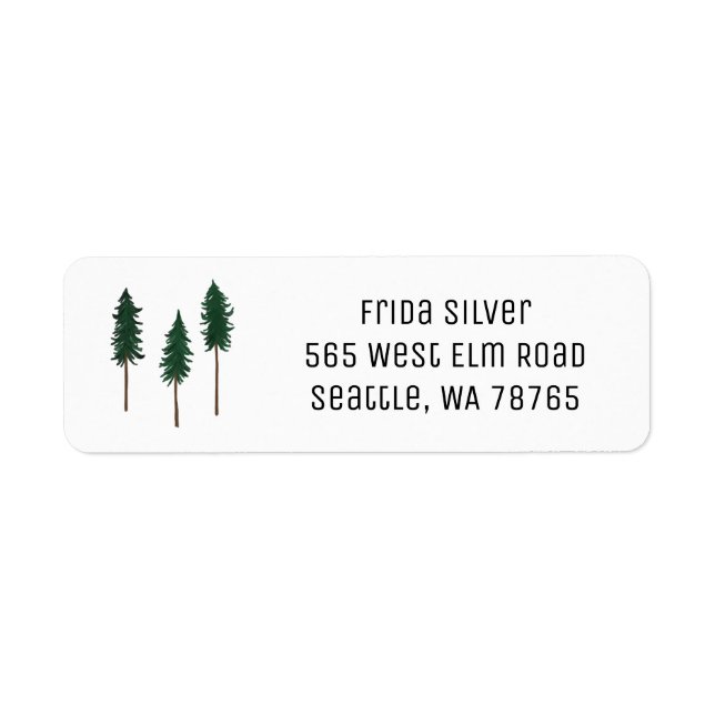 Étiquette Pine Trees Minimalist CUSTOM Holiday Address (Devant)