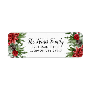 Étiquette Pinecone d'épinette et Poinsettia