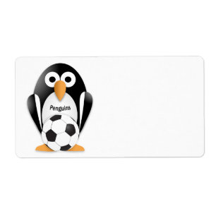 Étiquette Pingouin avec balle de football