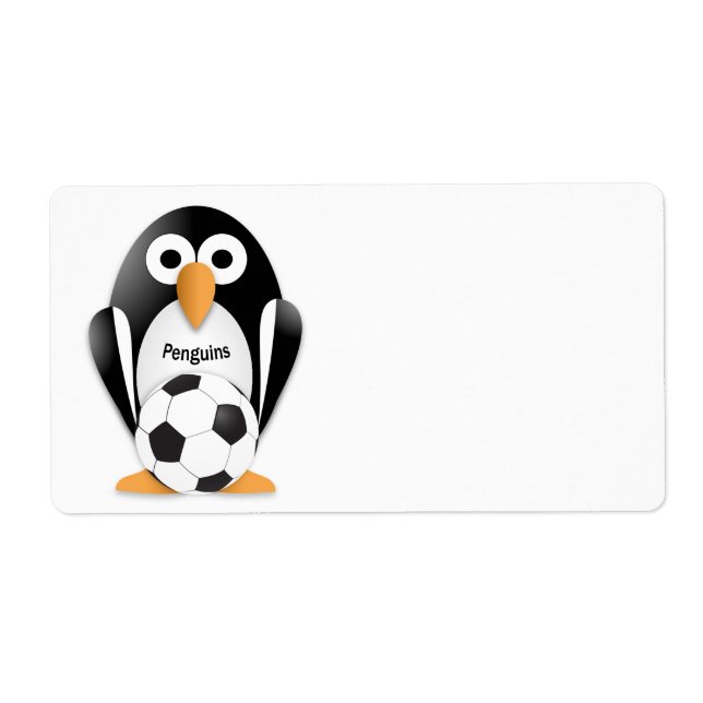 Étiquette Pingouin avec balle de football (Devant)
