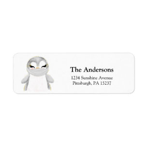 Étiquette Pingouin avec masque Adresse de retour
